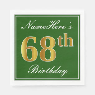 Elegant grün, Imitate Gold 68. Geburtstag + Name Serviette