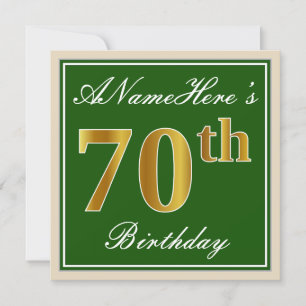 Elegant, Grün, Imitate Gold 70. Geburtstag + Name Einladung
