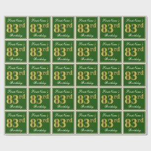 Elegant, grün, Imitate Gold 83. Geburtstag + Name Geschenkpapier
