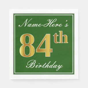 Elegant grün, Imitate Gold 84. Geburtstag + Name Serviette