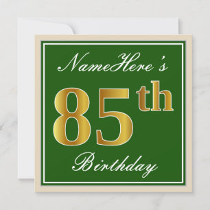 Elegant, grün, Imitate Gold 85. Geburtstag + Name Einladung