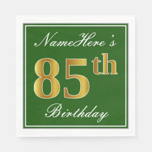 Elegant grün, Imitats Gold 85. Geburtstag + Name Serviette