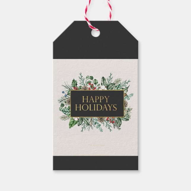 Elegant Grüne Weihnachtsgeschenk Tag Geschenkanhänger (Vorderseite)