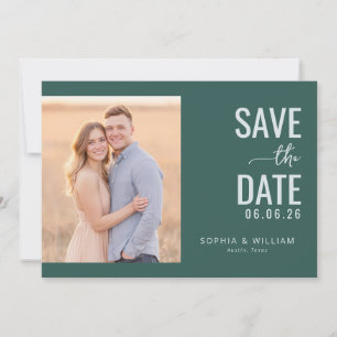 Elegant grüner minimalistischer Foto Save The Date