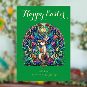 Elegant Grüngesteinigtes Glas Bunny Gardener Oster Folien Feiertagskarte