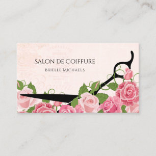 Elegant Haar Stylist Rosa Rosenhaar Salon Shears Visitenkarte