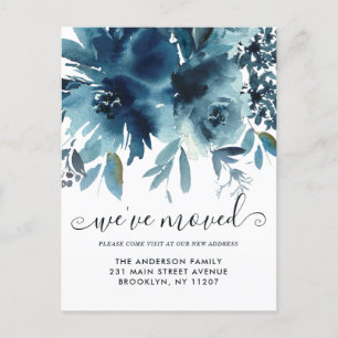 Elegant haben wir die Floral Navy Blue Rose Moving Ankündigungspostkarte