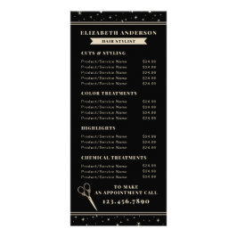 Elegant Hair Salon Black Price List Werbekarte