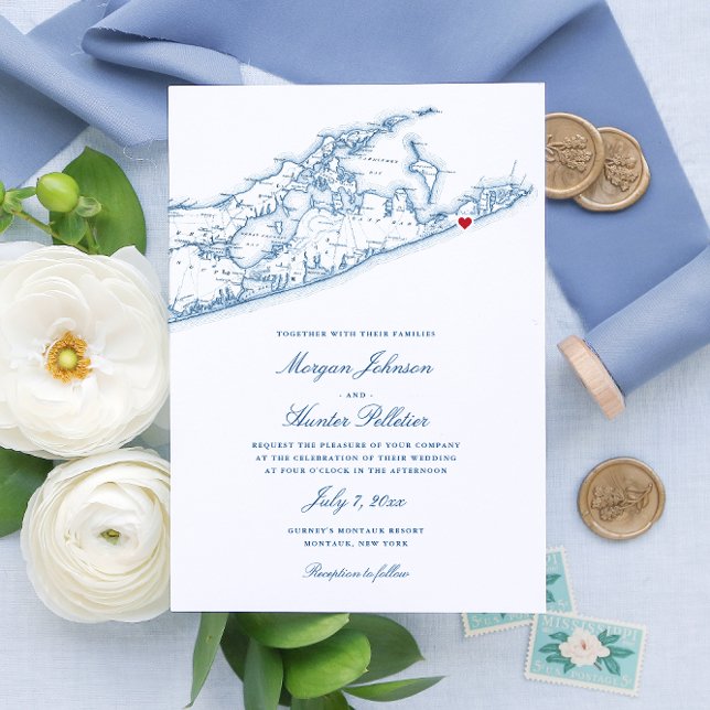 Elegant Hamptons Montauk Wedding Einladung (These Hamptons Wedding Invitations are perfect for your wedding in Montauk or North Fork.)
