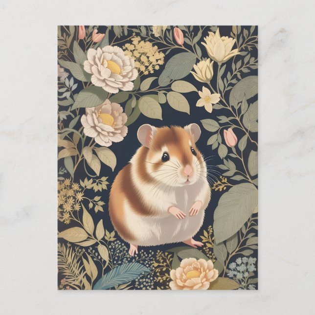 Elegant Hamster William Morris Inspirierte floral Postkarte (Vorderseite)