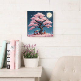 Elegant Hanami Cherry Blossom Wall Clock Quadratische Wanduhr