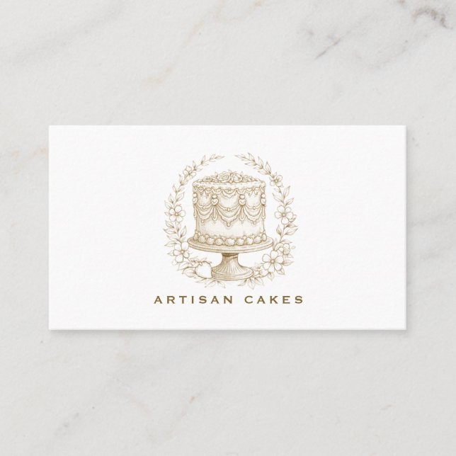 Elegant Hand Drawn Cake Bakery Visitenkarte (Vorderseite)