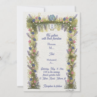 Elegant Hand-Drawn Floral Wedding Invitation Einladung