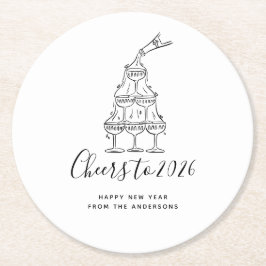 Elegant Hand Drawn New Years Eve Party Paper Plate Runder Pappuntersetzer