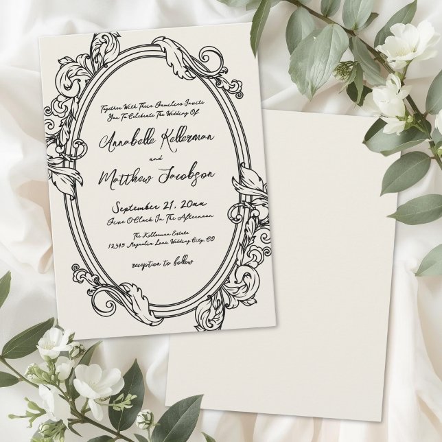 Elegant Hand Drawn Vintage Wedding Einladung (Elegant Hand Drawn Vintage Wedding Invitation)