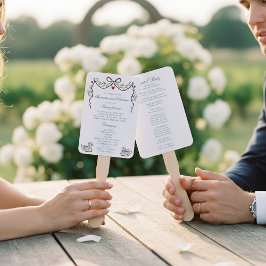 Elegant hand drawn Wedding Ceremony Program Fans Fächer