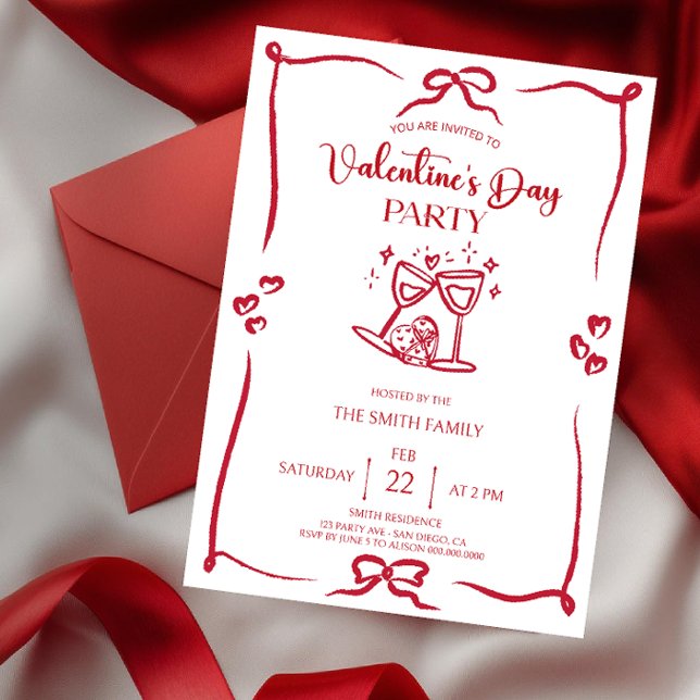 Elegant handdrawn Valentine's day party Invitation (Créateur téléchargé)