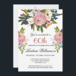 Elegant handgemalt floral 60. Geburtstagsparty Einladung<br><div class="desc">Beginnen Sie dieses besondere 60. Geburtstagsfest in elegantem Stil mit dieser wunderschön handgemalten Einladung mit farbenfrohen, aber sanften Blume, die mit Rosa und Grün, aber auch mit anderen Touchs der Farbenpracht, führen. Der gesamte Text kann für Ihr Party personalisiert sein, auch für den Ehrengast. Wenn Sie besondere Wünsche haben oder...</div>