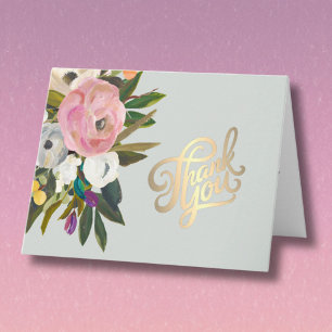 Elegant handgemalte Blumen Budget Ruhestand Dankeskarte