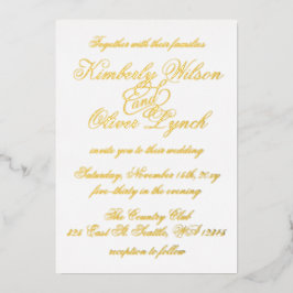 Elegant handgeschriebene Calligraphy Luxe Wedding Folieneinladung