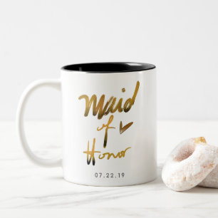 Elegant handgeschriebene Faux-Gold   Brautjungfer Zweifarbige Tasse