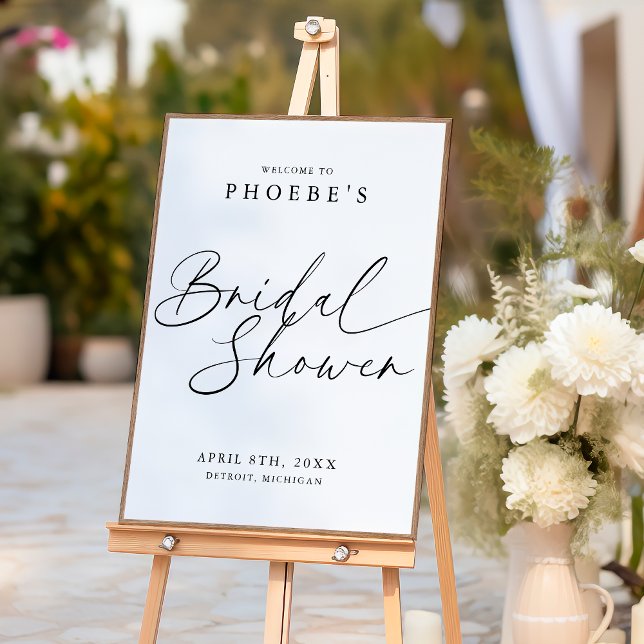 Elegant Handwritten Script Bridal Shower Welcome Poster (Von Creator hochgeladen)