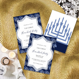 Elegant Hanukkah Party Menorah Muster Einladung