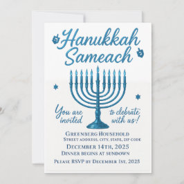 Elegant Hanukkah Sameach Dinner Einladung