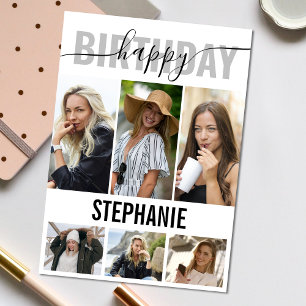 Elegant Happy Birthday Foto Collage Gruß Karte
