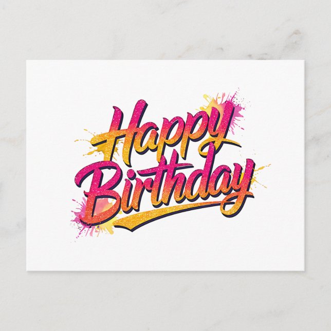 Elegant Happy Birthday Invitation Einladungspostkarte (Vorderseite)