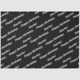 Elegant Happy Birthday Name Black Seidenpapier