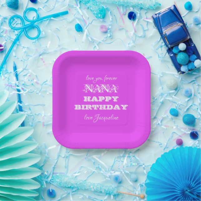 Elegant Happy Birthday Nana Script Simple Chic Pappteller (Party)