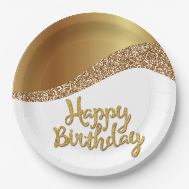 Elegant Happy Birthday Pappteller (Vorderseite)