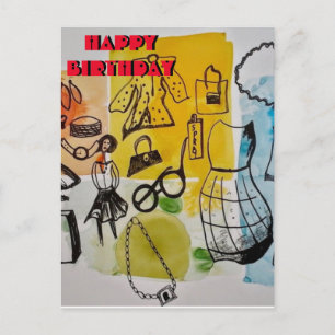 Elegant Happy Birthday Postcard Postkarte