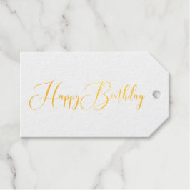 Elegant Happy Birthday Script Schriftart Gold Geschenkanhänger