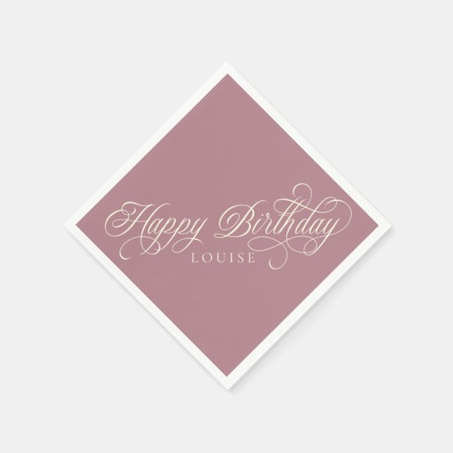 Elegant Happy Birthday Skript benutzerdefiniert Serviette (Ecke)