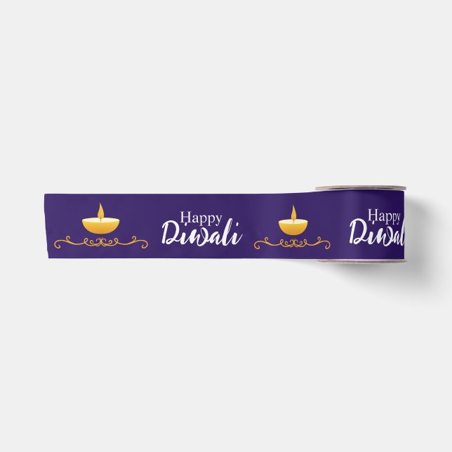 Elegant Happy Diwali Custom Satin Ribbon Satinband (Vorderseite)