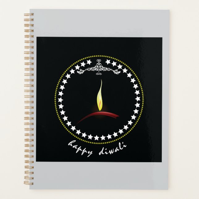 Elegant Happy Diwali Diya Flame Star Wreath Planer (Vorderseite)