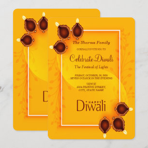 Elegant Happy Diwali Golden Party Einladung