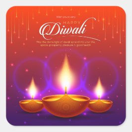 Elegant Happy Diwali Quadratischer Aufkleber