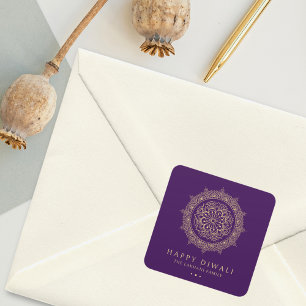 Elegant Happy Diwali Quadratischer Aufkleber