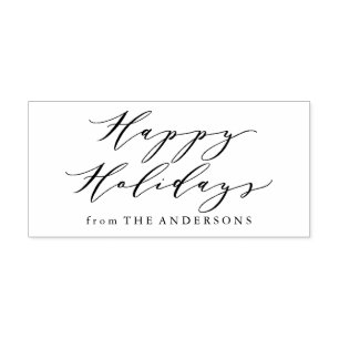 Elegant Happy Holidays   Briefmarke der Rücksendea Gummistempel