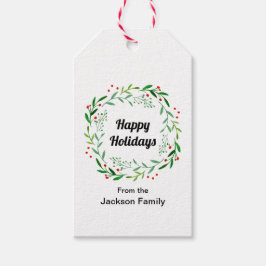 Elegant Happy Holidays Christmas Laurel Wreath Geschenkanhänger