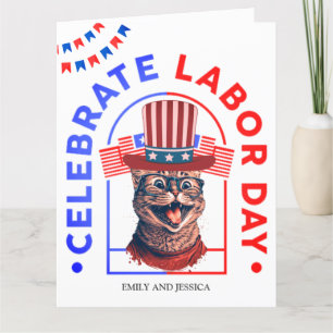 Elegant Happy Labour Day USA Fahnenkarte Dankeskarte