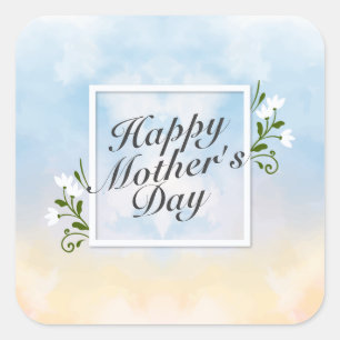 Élégant Happy Mère's Day Floral Frame Sticker