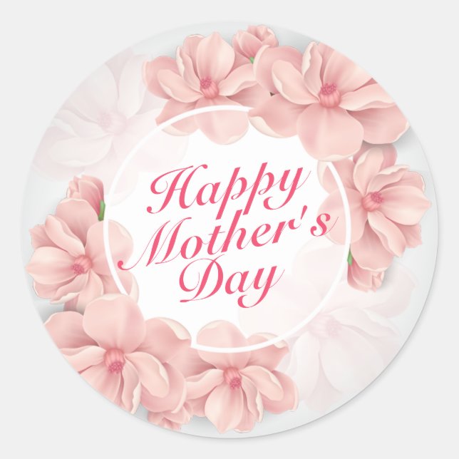 Élégant Happy Mère's Day Floral Frame Sticker (Devant)