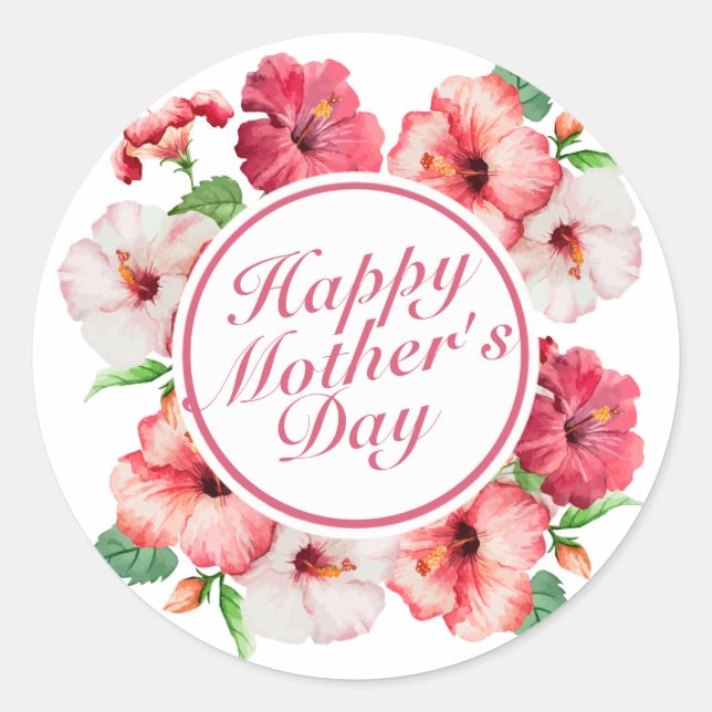 Élégant Happy Mère's Day Floral Frame Sticker (Devant)