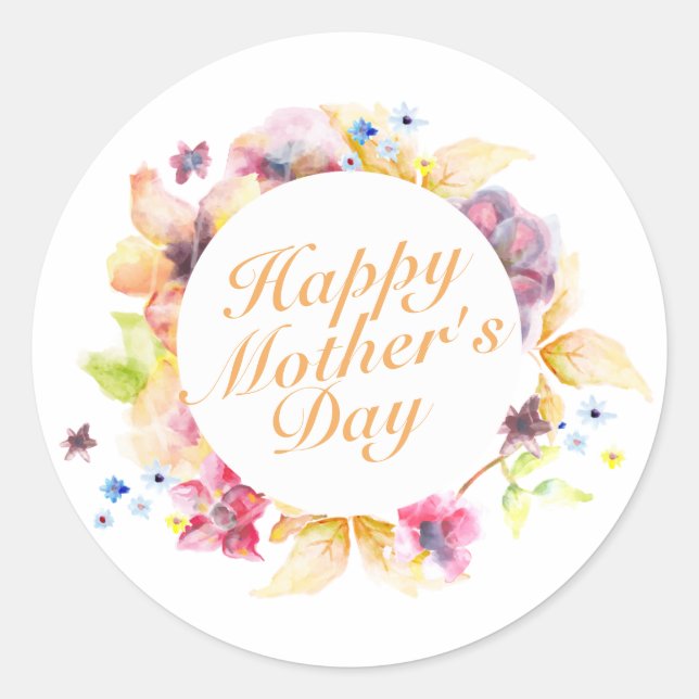 Élégant Happy Mère's Day Floral Frame Sticker (Devant)