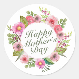 Élégant Happy Mère's Day Floral Frame Sticker