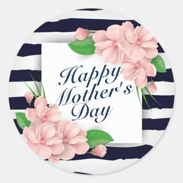 Élégant Happy Mère's Day Floral Frame Sticker (Devant)